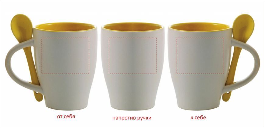 Рекламна кружка 300 мл з ложкою, керамічна, 300 мл, жовтий 95285506 фото