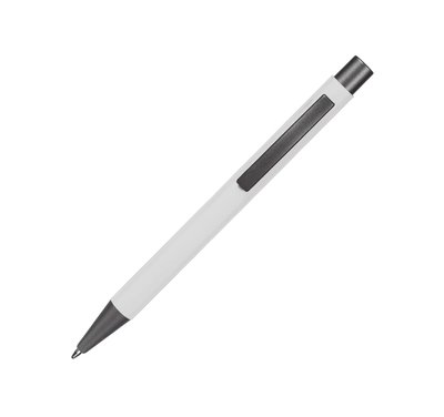 Ручка металева Monaco з друком, білий 4249 фото