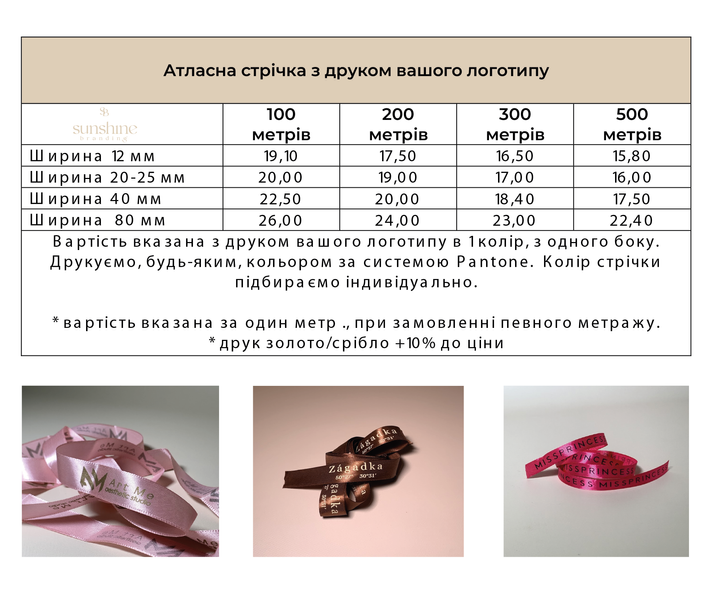 Атласна стрічка з друком логотипу 20-25 мм ширина 100 м SB2 фото