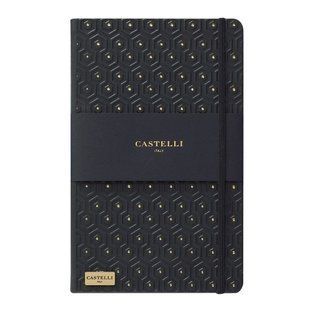 Записная книжка с логотипом Кастелли A5 (Honeycomb) - , кремовый блок, в линейку, черно-золотистый 19102464 фото