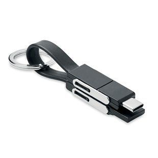 Брендований брелок KEY C, з кабелем 4-в-1, 7,3x1,4x1 см, чорний MO682003 фото