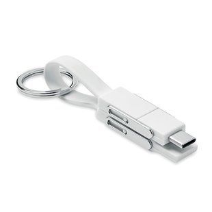 Брендований брелок KEY C, з кабелем 4-в-1, 7,3x1,4x1 см, білий MO682006 фото