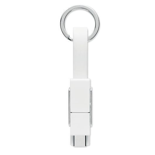 Брендований брелок KEY C, з кабелем 4-в-1, 7,3x1,4x1 см, білий MO682006 фото
