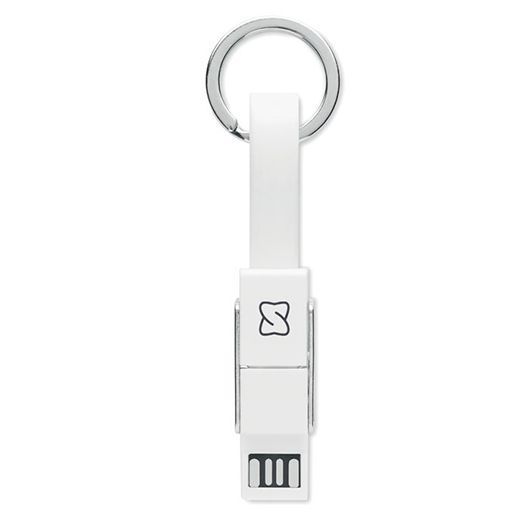 Брендований брелок KEY C, з кабелем 4-в-1, 7,3x1,4x1 см, білий MO682006 фото