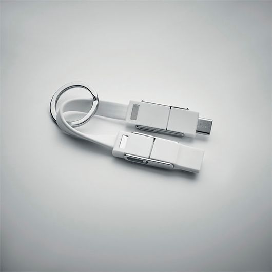 Брендований брелок KEY C, з кабелем 4-в-1, 7,3x1,4x1 см, білий MO682006 фото