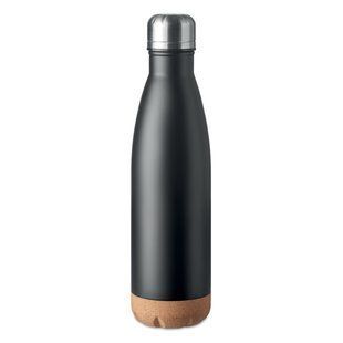 Брендованная термо бутылка ASPEN CORK, из нержавеющей стали с пробковым основанием, 600 мл, черный MO631303 фото