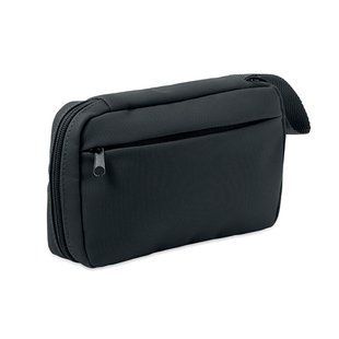Косметичка-органайзер з логотипом з сіткою, VANIT, RPET 600D, 22x4x13 см, чорний MO294803 фото