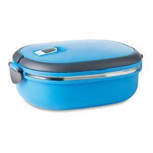 Ланч бокс з логотипом Delux Lunch, 20x14x7 cм, метал, PP, блакитний MO851712 фото