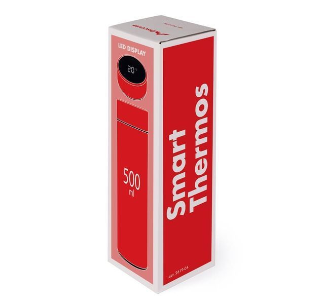 Термос з логотипом Smart водонепроникний світлодіодний дисплей з логотипом, червоний 3658 фото