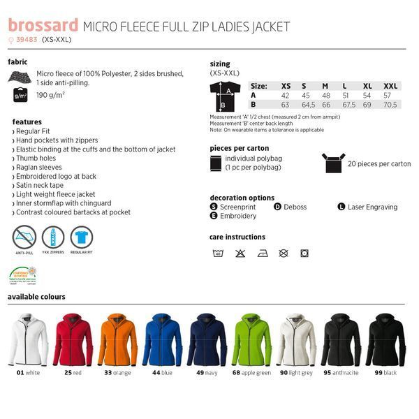 Печать на толстовке 'Brossard Lady' S (Elevate), женская, микрофлис, 100% полиэстер, 190 г/м&sup2;, синий 39483441 фото