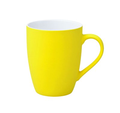 Чашка керамічна з софт-тач покриттям Magic з друком логотипу, жовтий 3006 фото