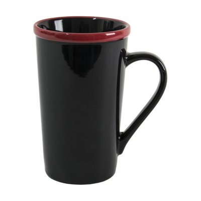 Чашка під друк керамічна ERMINA з кольоровим обідком, 450 мл, чорно-червоний 11945 фото