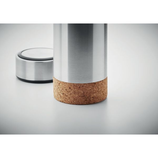 Термос з логотипом POLE CORK 450 мл, нержавіюча сталь/ корок, срібний MO994616 фото