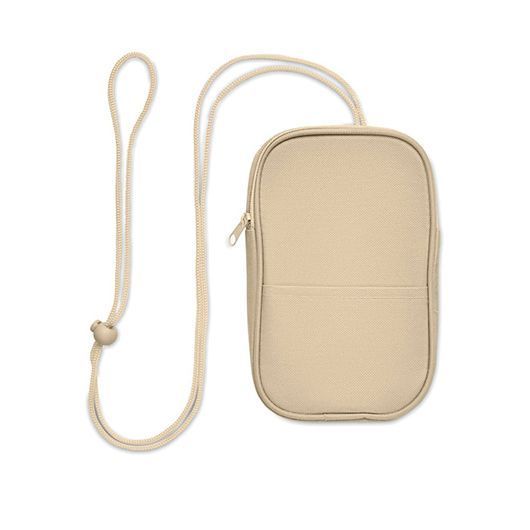 Сумка-саше дорожная с логотипом KOROVIN POUCH, с RPET, 12,5x2x20 см, бежевый MO267513 фото
