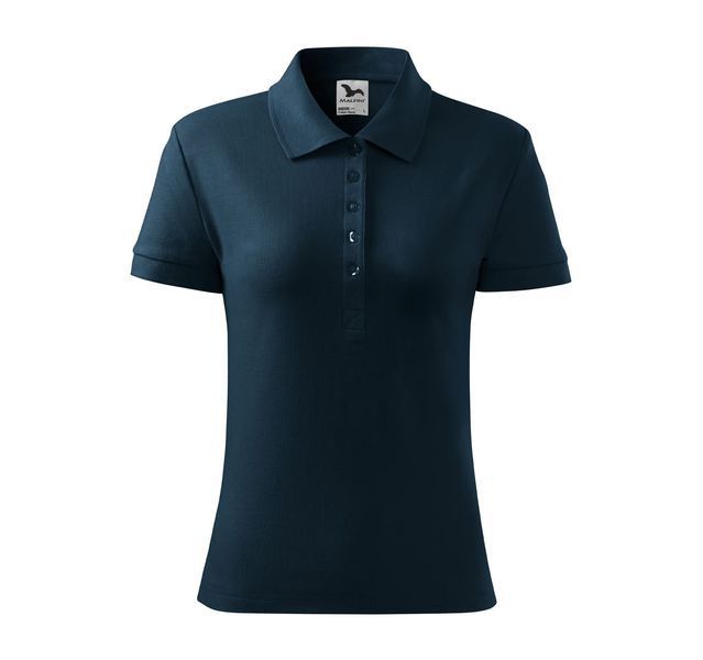 Поло жіноче Cotton Heavy 220 з логотипом, navy blue, розмір 4860 фото