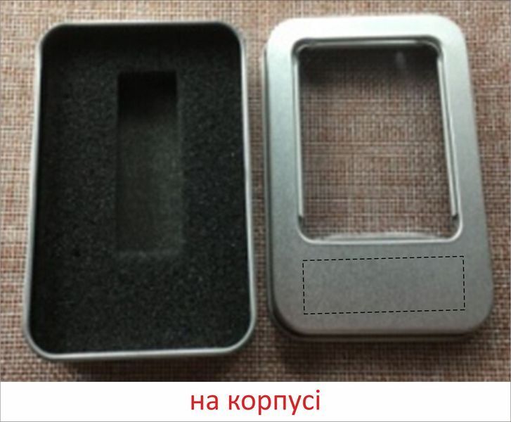 Подарункова жерстяна коробка для флешки, з прозорим віконцем 91000690 фото