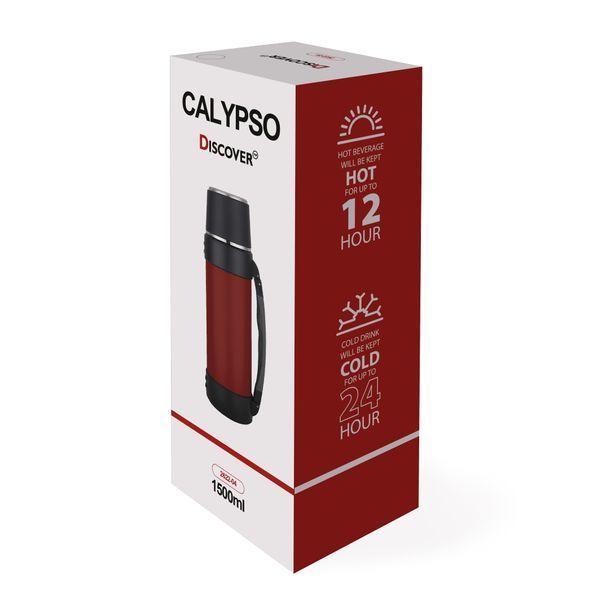 Друк на термосі Calypso, з нержавіючої сталі, 1500 мл, червоний 4274 фото