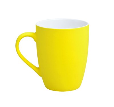 Чашка керамічна з софт-тач покриттям Magic з друком логотипу, жовтий 4213 фото
