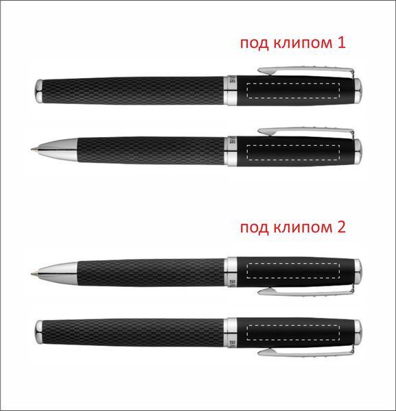 Набір ручок з логотипом (Balmain) чорне чорнило, кулька + ролер + чохол, метал, чорна паста, чорний 10669900 фото