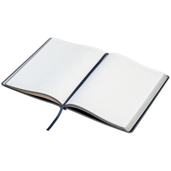 Записна книжка з логотипом Капрі, А5 гнучка, крем. блок, в лінійку, шкірзам, синій 16663041 фото