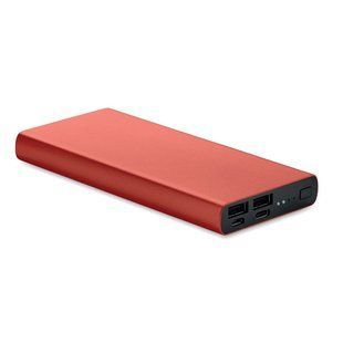 Павербанк з логотипом POWERFLAT 10C, 10000 mAh, перероблений алюміній, червоний MO677002 фото