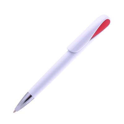 Ручка кулькова, пластикова Split з друком, червоний 3513 фото