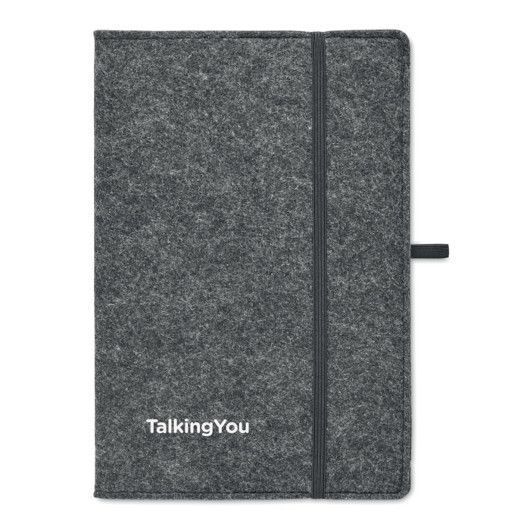 Брендований записник FELTBOOK, з фетровою обкладинкою з RPET та з еластичною петлею для ручки, A5, 80 аркушів MO209315 фото